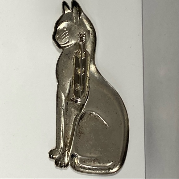 Vintage sliver tone plated cat women brooch pin. Good used condition. - Picture 4 of 5